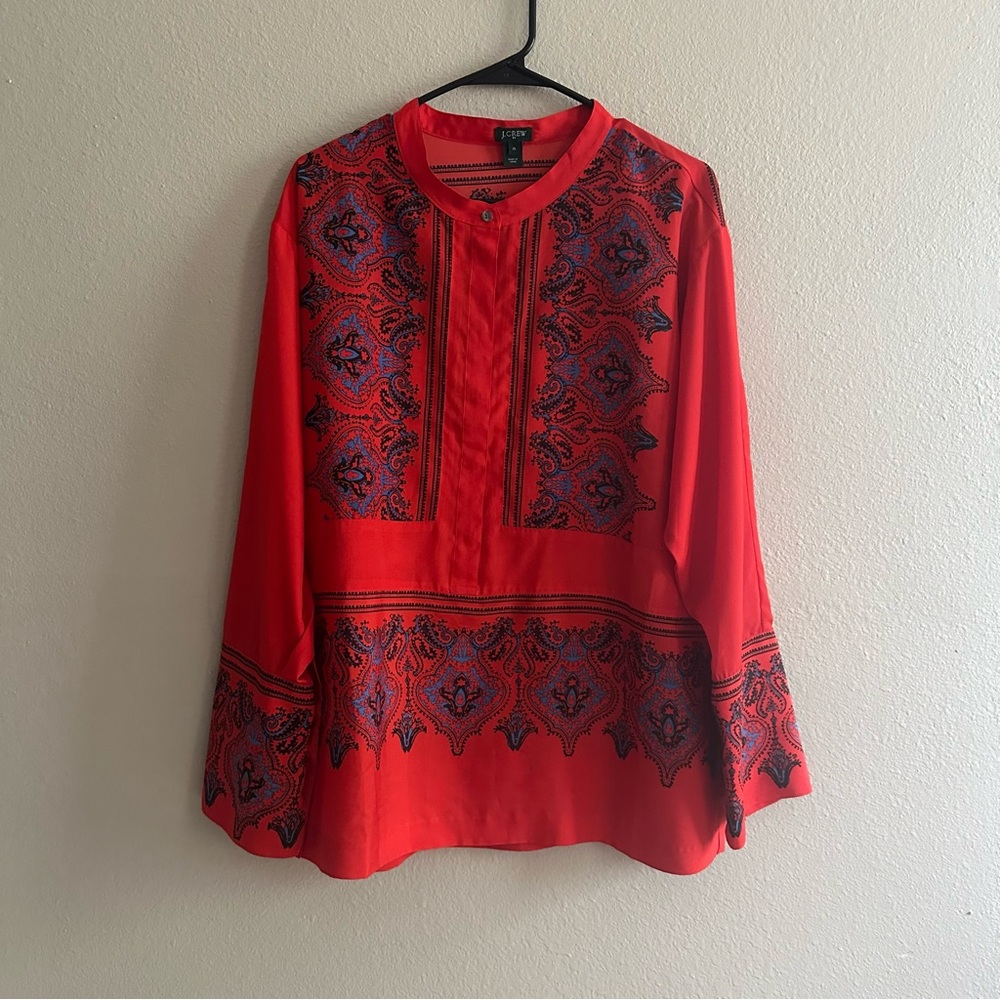 J. Crew Factory Red and Blue Blouse
